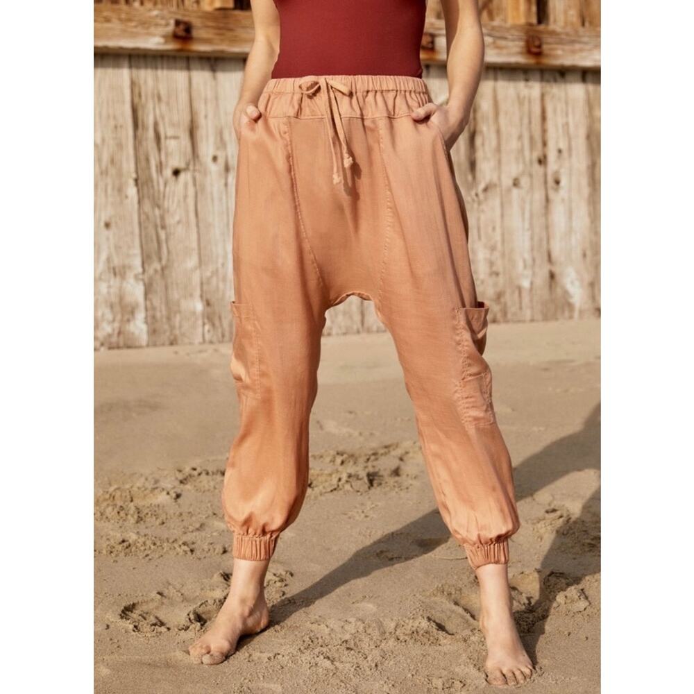Free People Peach/Terracotta Cropped Leg Harem Pants
